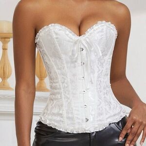 NWT White Lace-Up Boned Corset Bustier |
 | Lace Back + Hook Front | Medium 🤍
